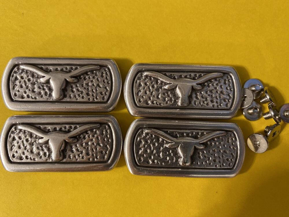 Lot of 4 University Of Texas Longhorns Conchos with Screws 1 1/2” Wide